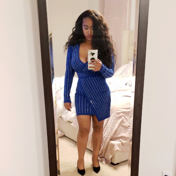 Royal Blue Rhinestone Dress - Picture 8 of 9